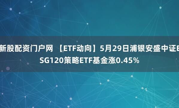 新股配资门户网 【ETF动向】5月29日浦银安盛中证ESG120策略ETF基金涨0.45%