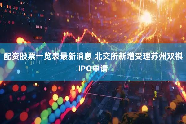 配资股票一览表最新消息 北交所新增受理苏州双祺IPO申请